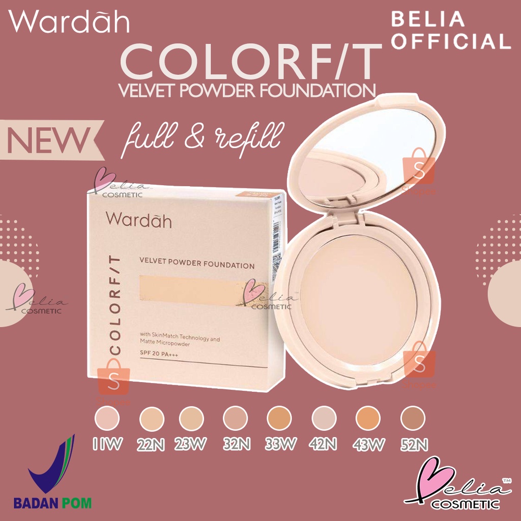 ❤ BELIA ❤ WARDAH Colorfit Velvet Powder Foundation SPF 20 PA+++ 11g | bedak padat TWC