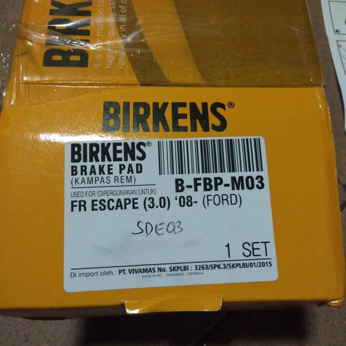 kampas rem depan ford escape 3000 cc 2008 - / kampas rem depan escape