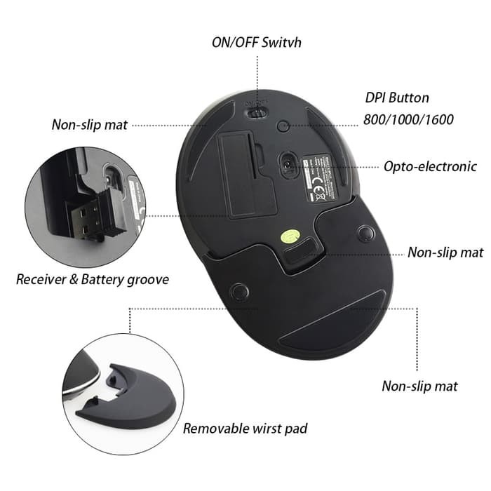 Delux Vertical Wireless Mouse M618 Plus Series