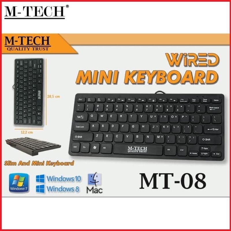 Keyboard USB Mini Wired M-TECH MT-08 Slim Multimedia Mtech MT08