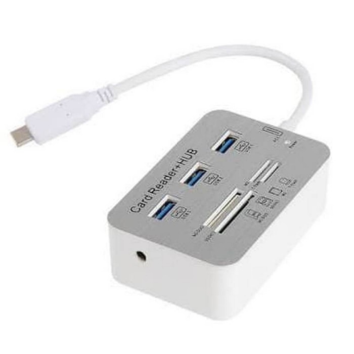 Type C USB 3.1 to 3-Port USB Hub 3.0+MS/SD/M2/TF Card Reader Lexcron