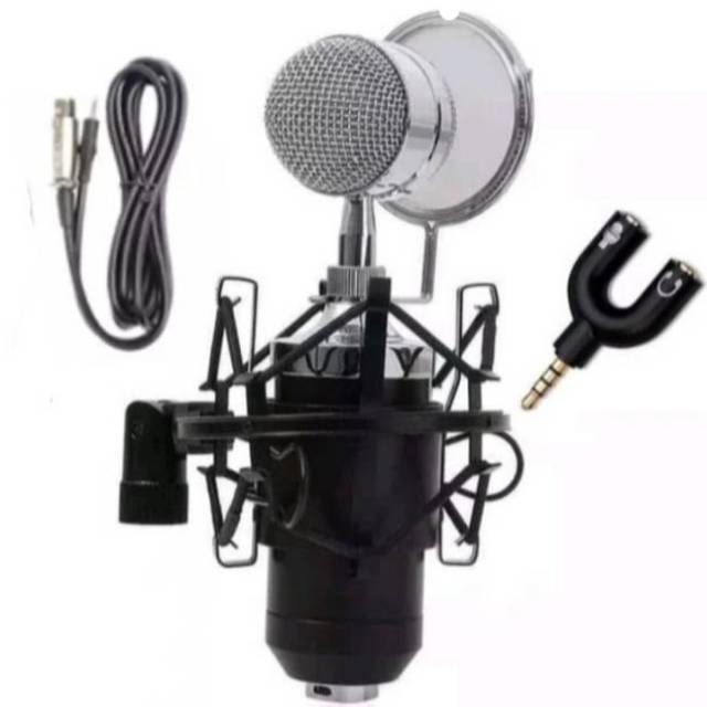 Microphone BM 8000 Mic Condenser Recording+Spliter