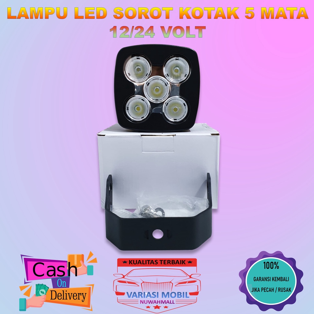 Lampu Led Tembak Sorot Kotak 5 Mata 12 Volt 24 Volt Lampu Variasi Mobil Let Sorot Tembak Mobil Motor