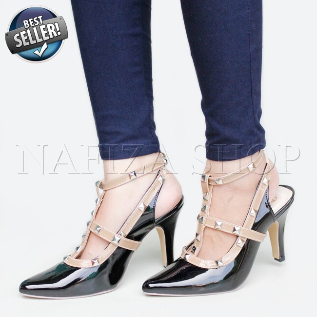 *BEST PRICE* SEPATU HIGH HEELS VALENTINO T-STRAP HITAM