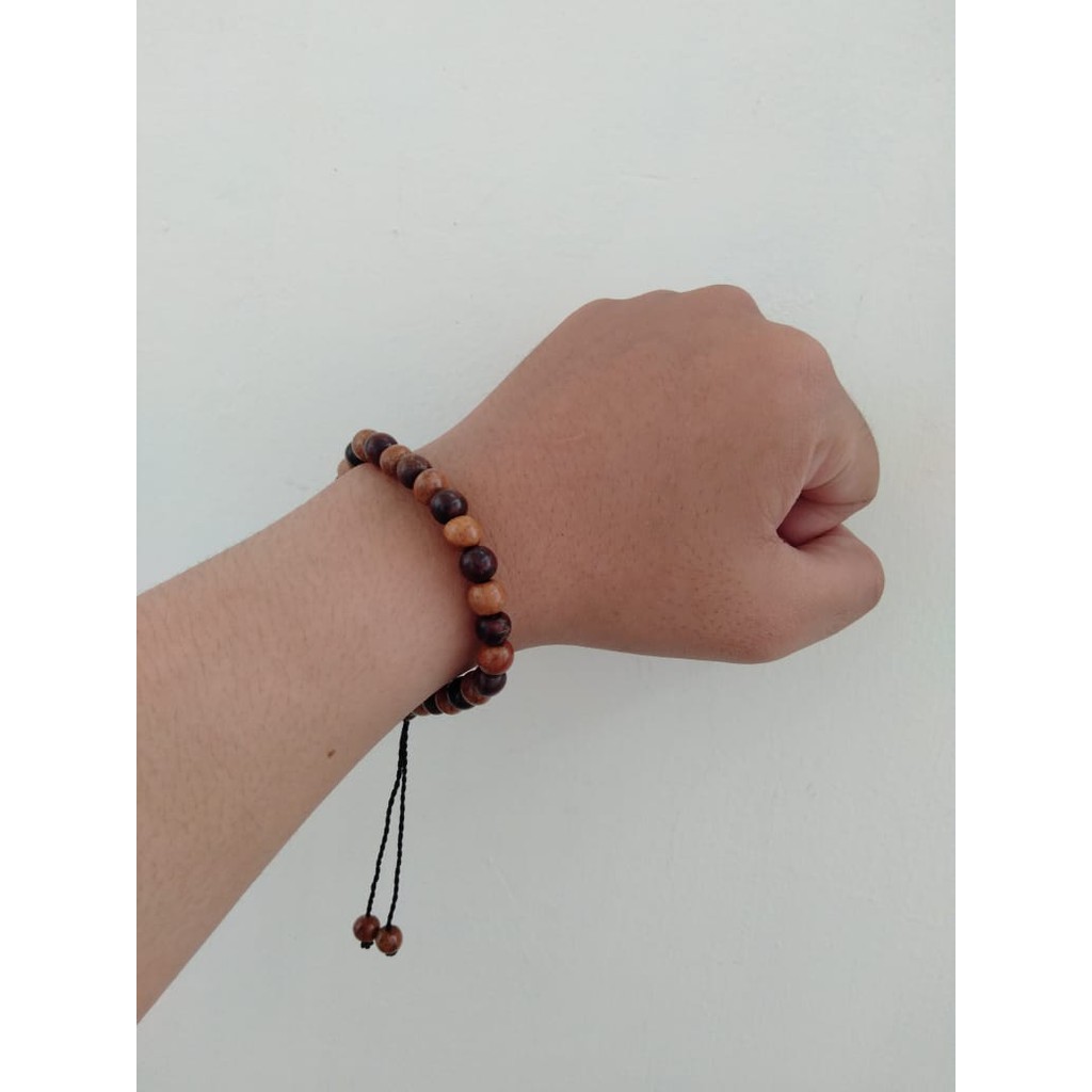 Kaukah Gelang Kayu Gaharu Tasbih  - Hitam Cokelat