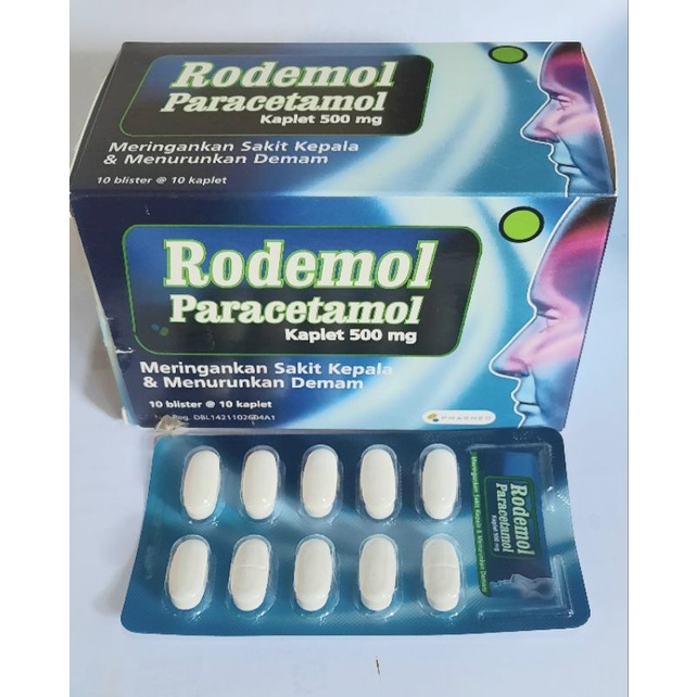 Rodemol paracetamol kaplet 500 mg, 1 blistet isi 10 butir Meringankan sakit kepala &amp; menurunkan demam