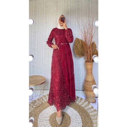 NEW MODEL GAMIS CAMILLA // BAHAN TILLE BORDIR MUTIARA MIX CERUTY BABYDOLL // By Kemoda