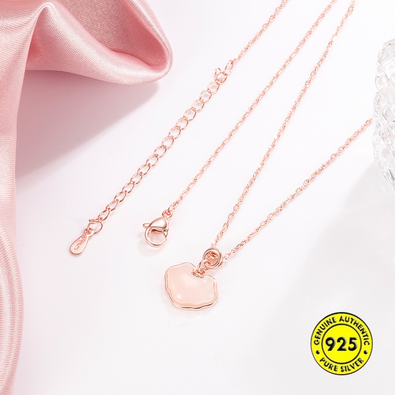 Kalung Rantai Sterling Silver 925 Dengan Liontin Batu Giok Untuk Wanita