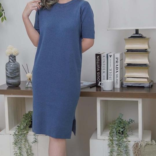 ♢ Autumn Knit Dress Beatrice Clothing - Knit Midi Dress - Brown ◌