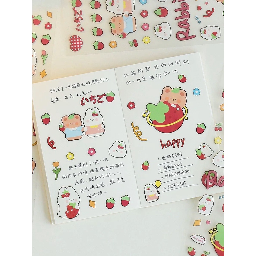 [littlecrab] Stiker 2d Tumblr Aesthetic Kelinci Sticker PVC Korean Rabbit Cute Girl Love Bear Stiker Lucu Dekorasi Gelas Diary DIY Ins Stationary Kit B