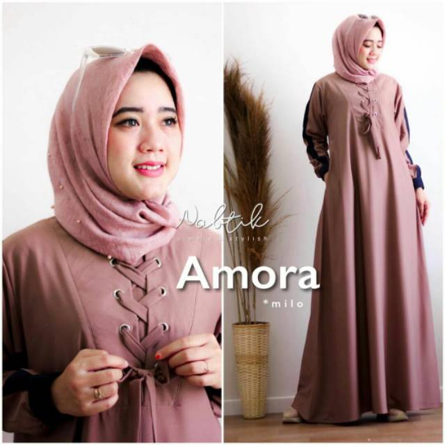 Gamis wanita  Amora Warna Milo//fashion muslim//pakaian wanita//gamis cantik//fashion muslimah//