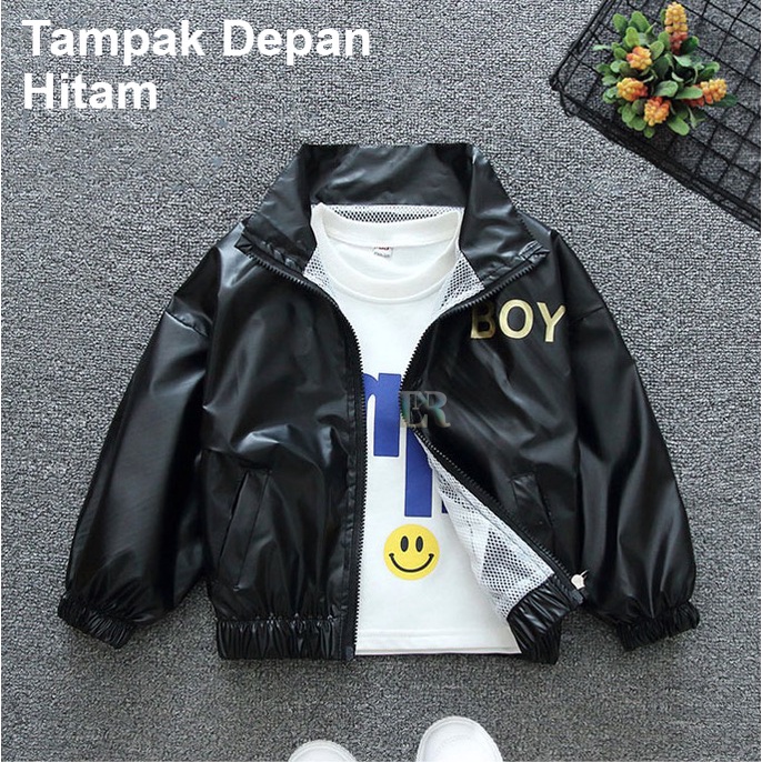 Jaket Anak Laki - Laki Motif Sayap Tulisan Boy Glitter Hoodie Sweater Bahan Parasut Anti Air Anak Cowok Premium Quality Import for Boy Boys Jacket Cocok untuk Musim Panas atau Musim Dingin Baju Pakaian Hangat