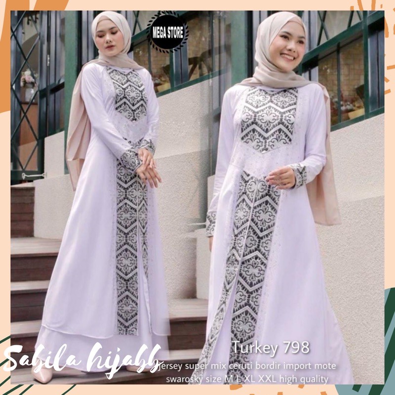 Turkey 798 BAJU ABAYA WANITA PUTIH(BAJU PESTA,KAFTAN,GAMIS