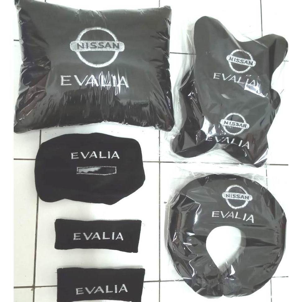 Nissan Evalia Aksesoris Bantal Mobil headrest sandaran kepala bordir 5 in 1