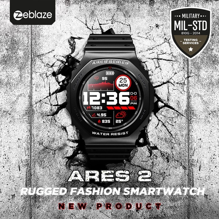 Zeblaze ARES 2 Rugged Fashion Smartwatch Waterproof 5 ATM SPo2 Sensor