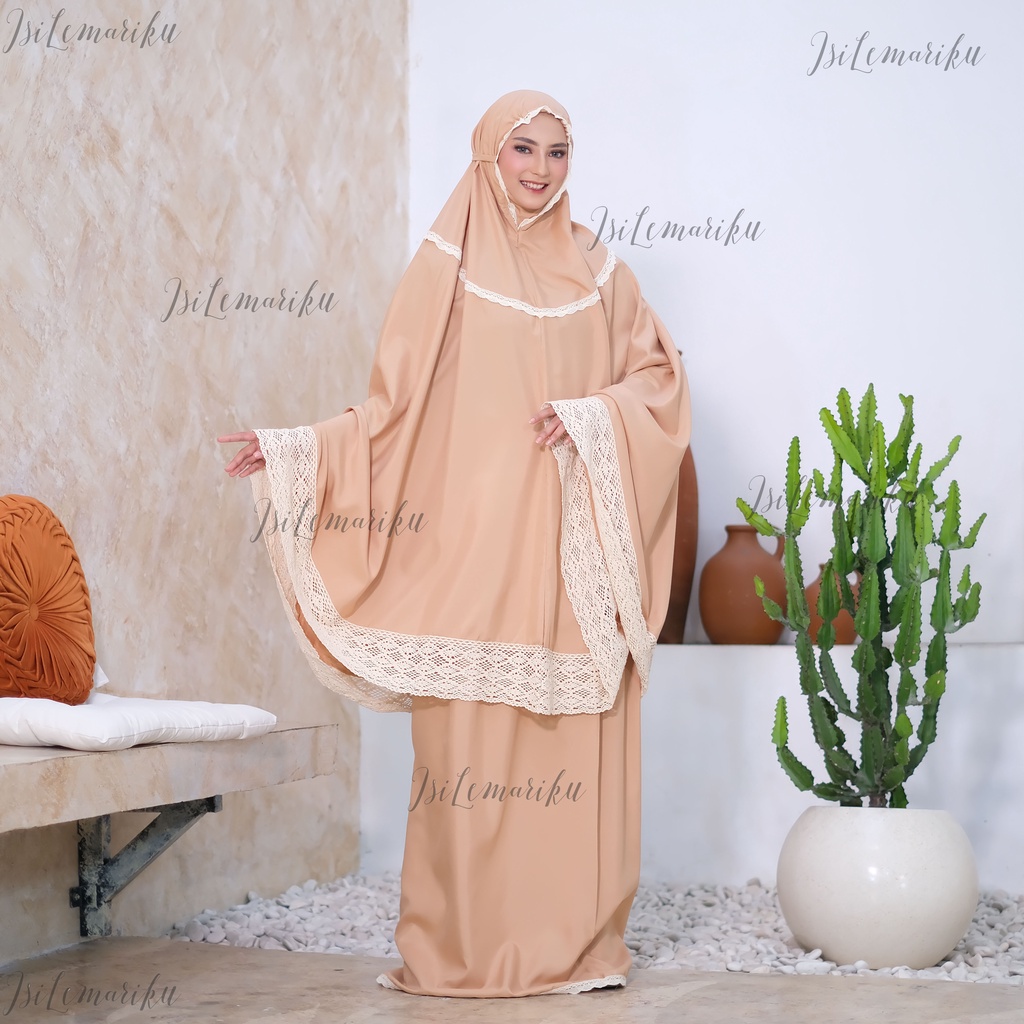 IsiLemariku - Mukena Katun Polos Premium Renda Bali Jumbo Dewasa