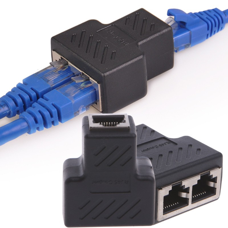 btsg 1 To 2 Ways LAN Ethernet Network Cable RJ45 Female Splitter Connector Adapter