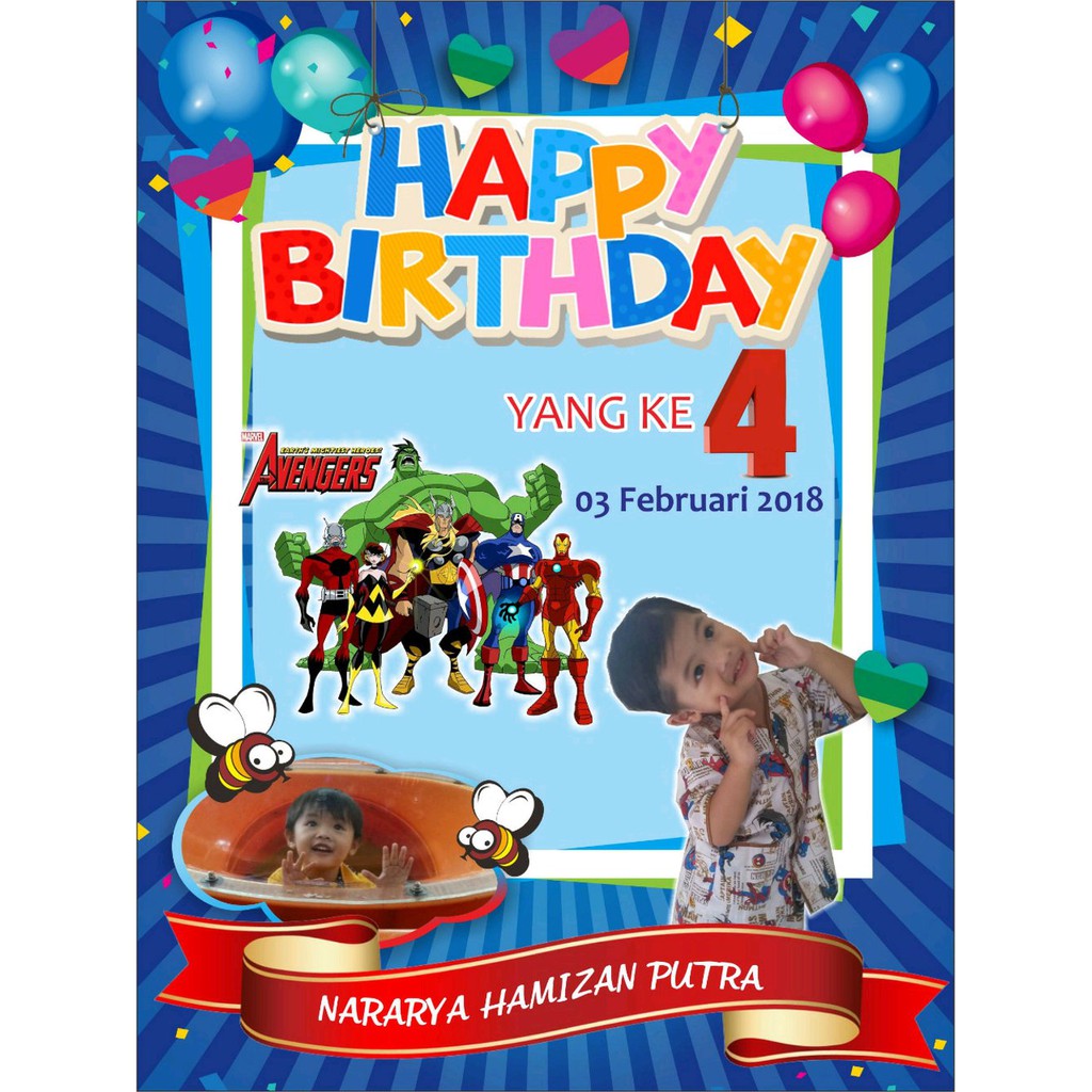 Dijual banner ulang tahun Avengers Diskon