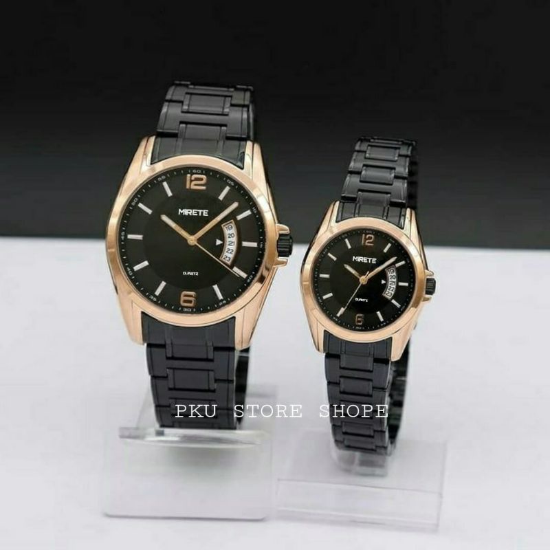 JAM COUPLE PRIA/WANITA MIRETE ORIGINAL WATER RESISTANT JAM TANGAN RANTAI STAINLIS STEL FREE BATRAI CADANGAN JAM TANGAN PRIA JAM TANGAN WANITA COD TAHAN AIR