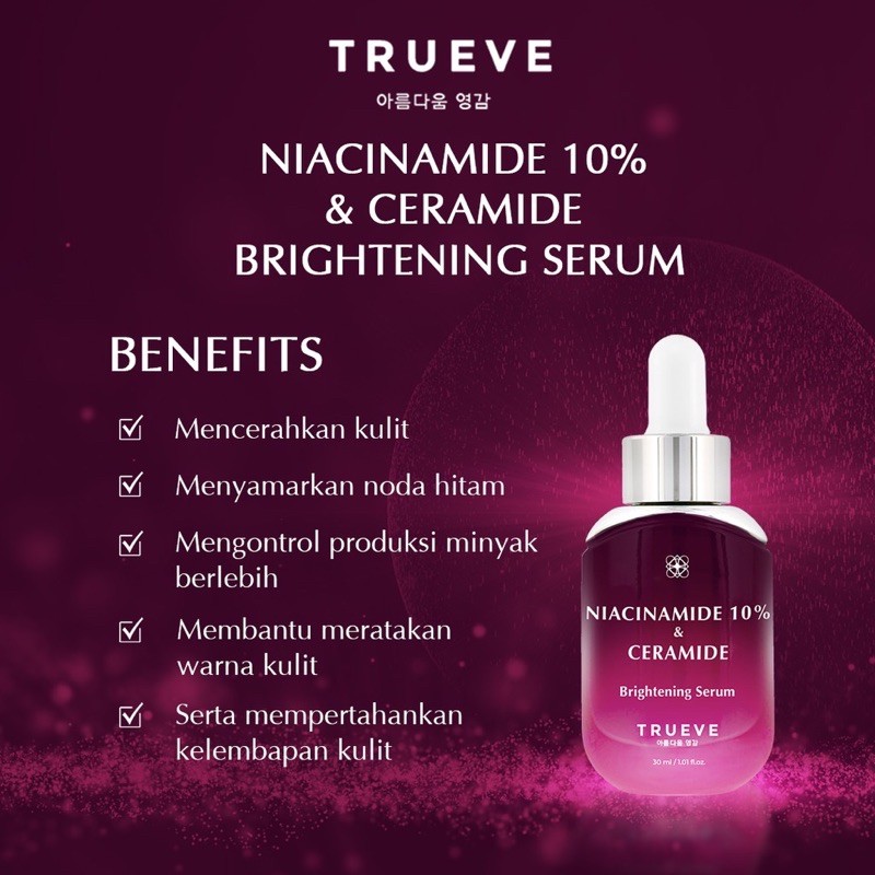 TRUEVE Indonesia / Serum Niacinamide Ceramide Bha Cica Acne Serum Vitamin C Galactomyces Anti Aging