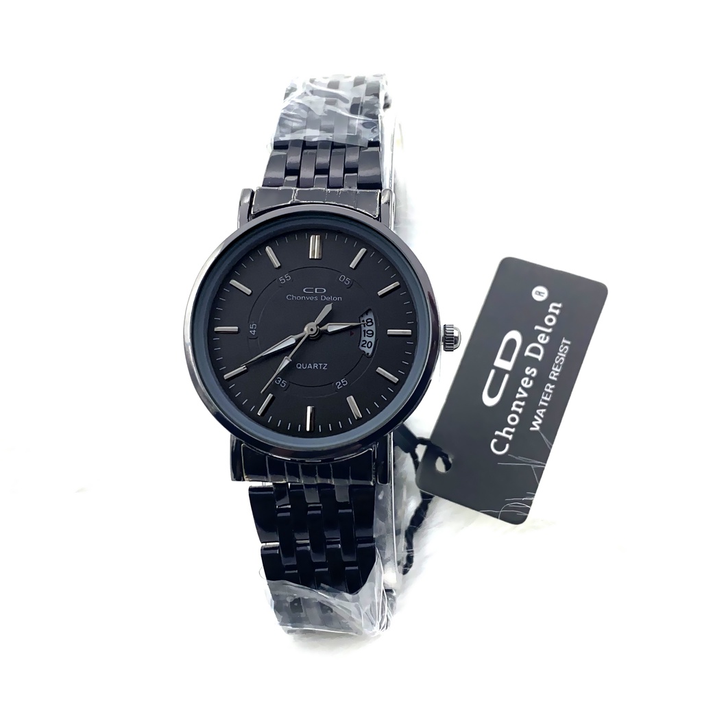 (COD) Jam Tangan mewah - Jam Tangan Wanita Anti Air - Jam Stainless - Tanggal Aktif - Black - Water Resist