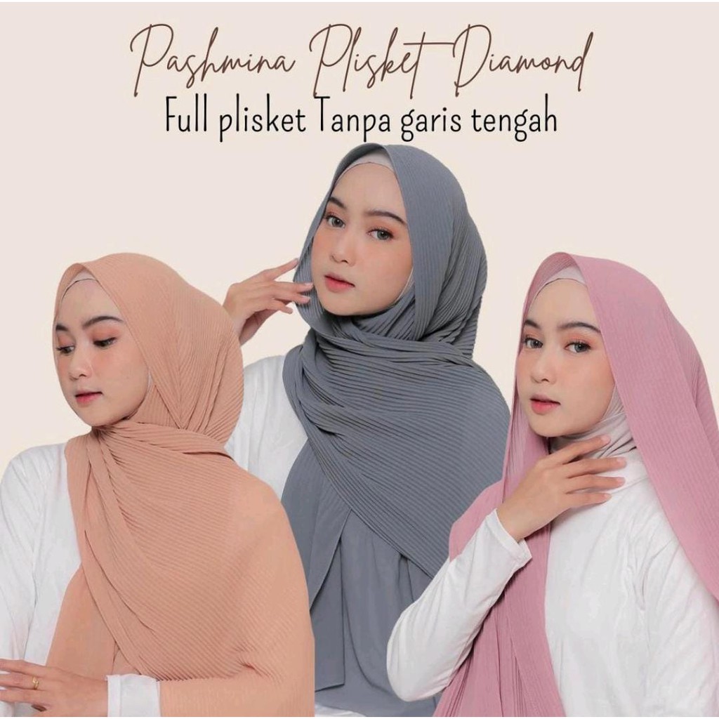 Alny Hijab - Pashmina Plisket Full Diamond Crepe/ Pasmina lidi full pleated phasmina shawl