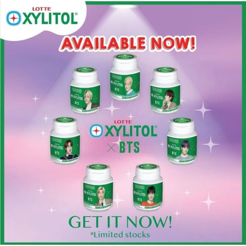 Jual XYLITOL X BTS PERMEN KARET LOTTE XYLITOL HIJAU MEMBER BTS BACA