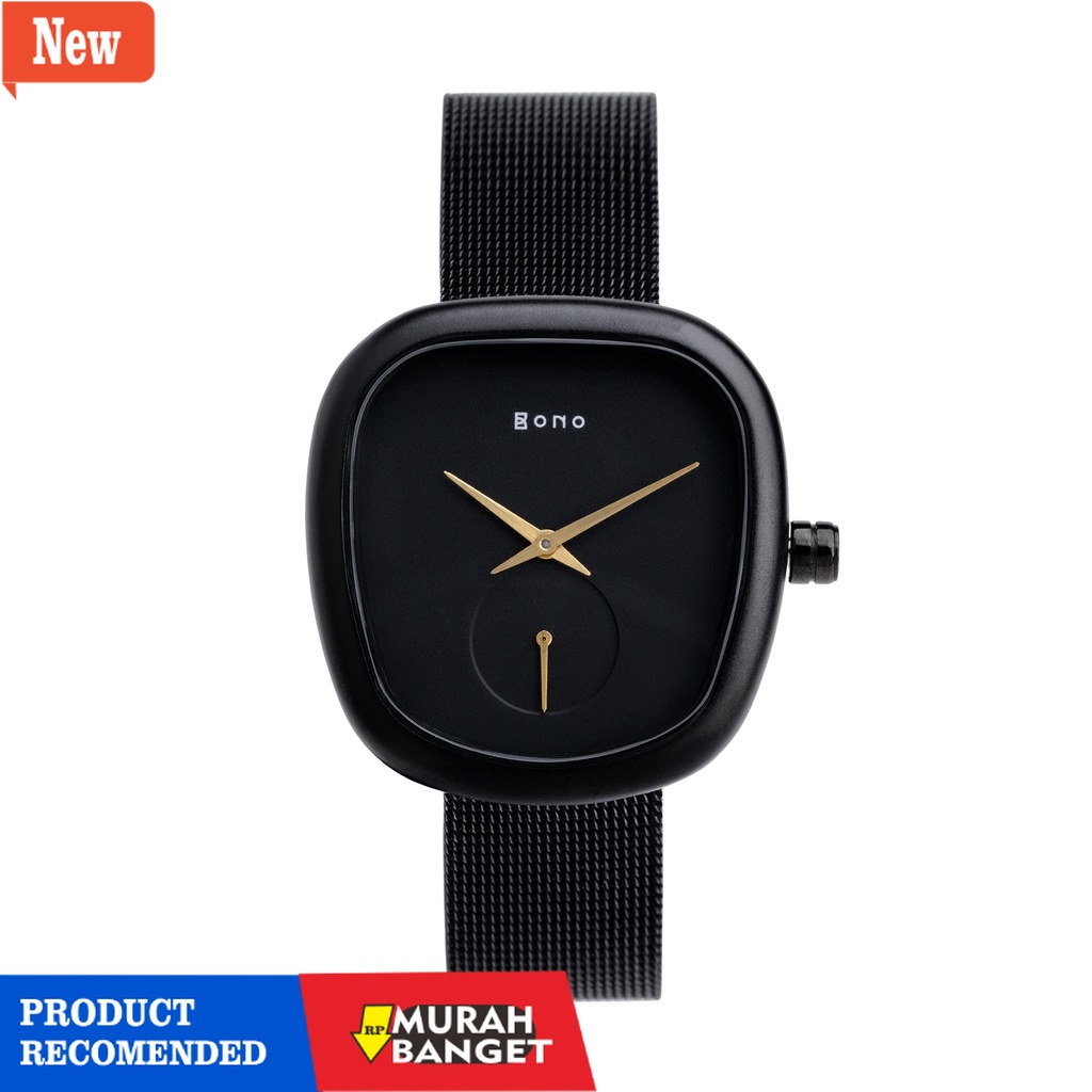 Jam analog wanita terbaik- Bono Watch Siena Milanese Dark Black