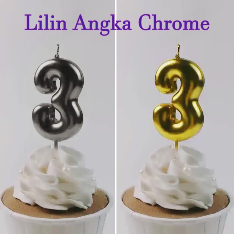 Lilin Angka Tangkai Chrome Gold Silver Rosegold