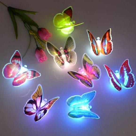 1pcs Stiker Hiasan Dinding 3D Kupu-Kupu/Butterfly Lampu Tidur LED