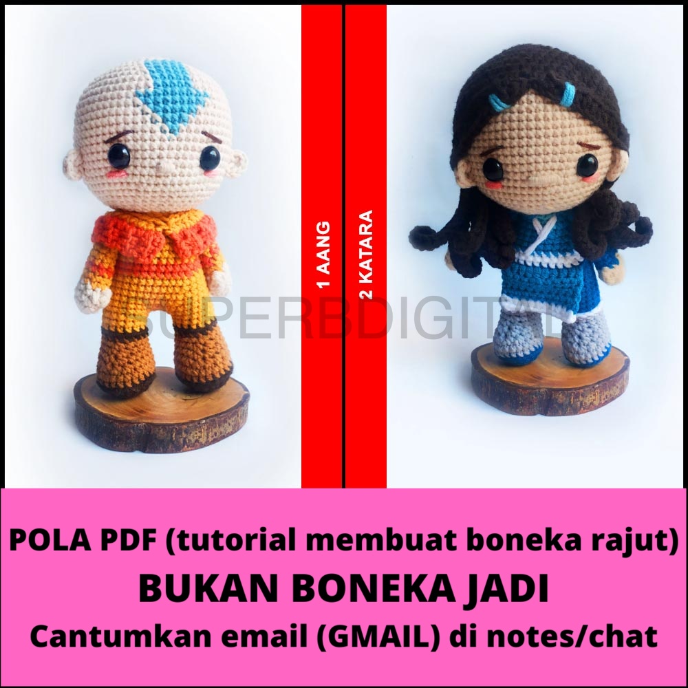 [PDF FILE] (Pola Membuat Boneka Amigurumi) Avatar Series - Aang, Katara, Toph, Zuko, Mini avatars