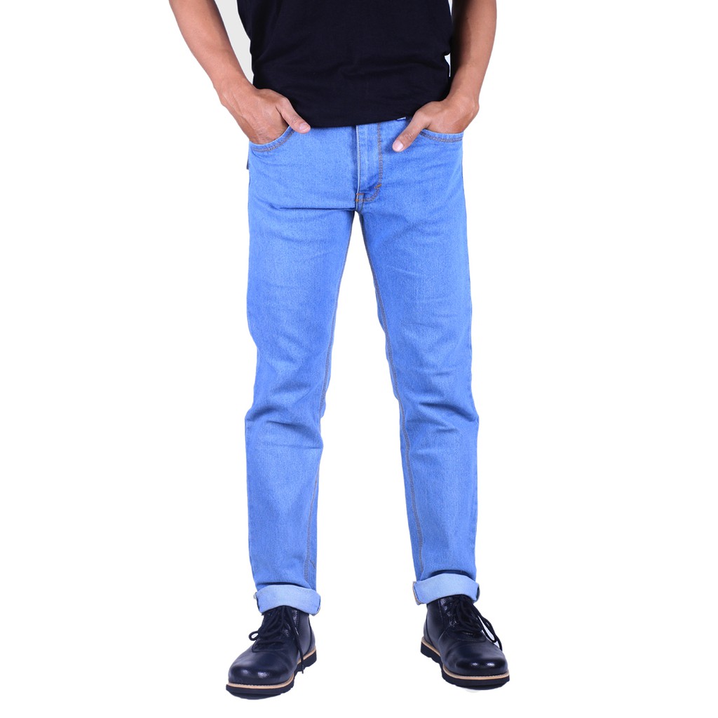 Celana  Jeans  Pria  Skinny BIRU  MUDA  Celana  Jeans  Cowok 