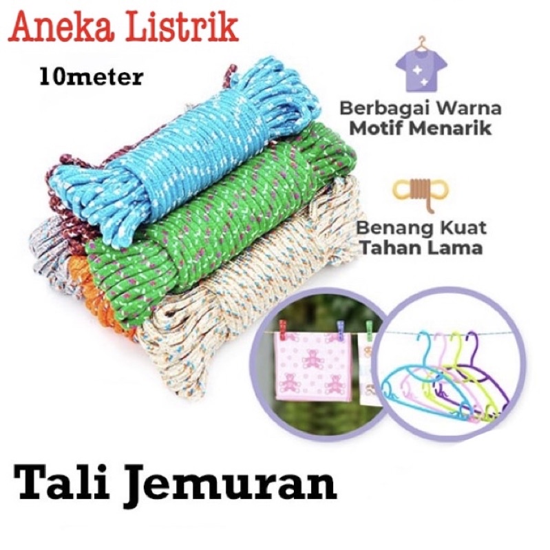 TALI JEMURAN BAJU BAHAN NYLON / TALI TAMBANG 10 METER / TAMBANG JEMURAN