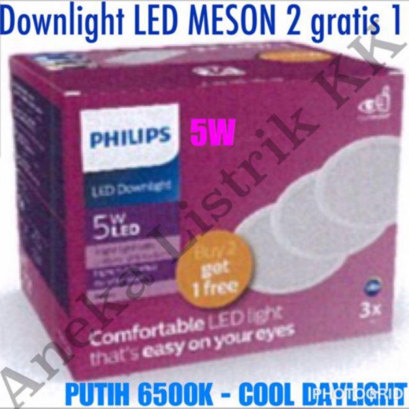 DOWNLIGHT PHILIPS BELI 2 GRATIS 1 MESON PACK 3,5W 5W 9W 13WATT LAMPU PLAFON