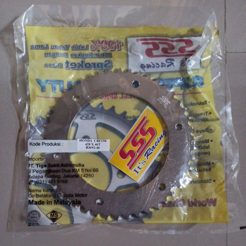 gear belakang crf150l 428 46 merk sss