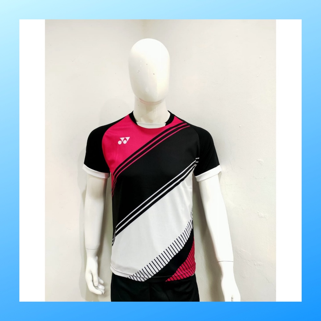 Kaos badminton pria jersey bulutangkis baju atasan jersy wanita dewasa t-shirt outfit seragam kostum olahraga casual suit pakaian jarsey oblong apparel sports jersi sudirman cup bulu tangkis Y162 hitam polos