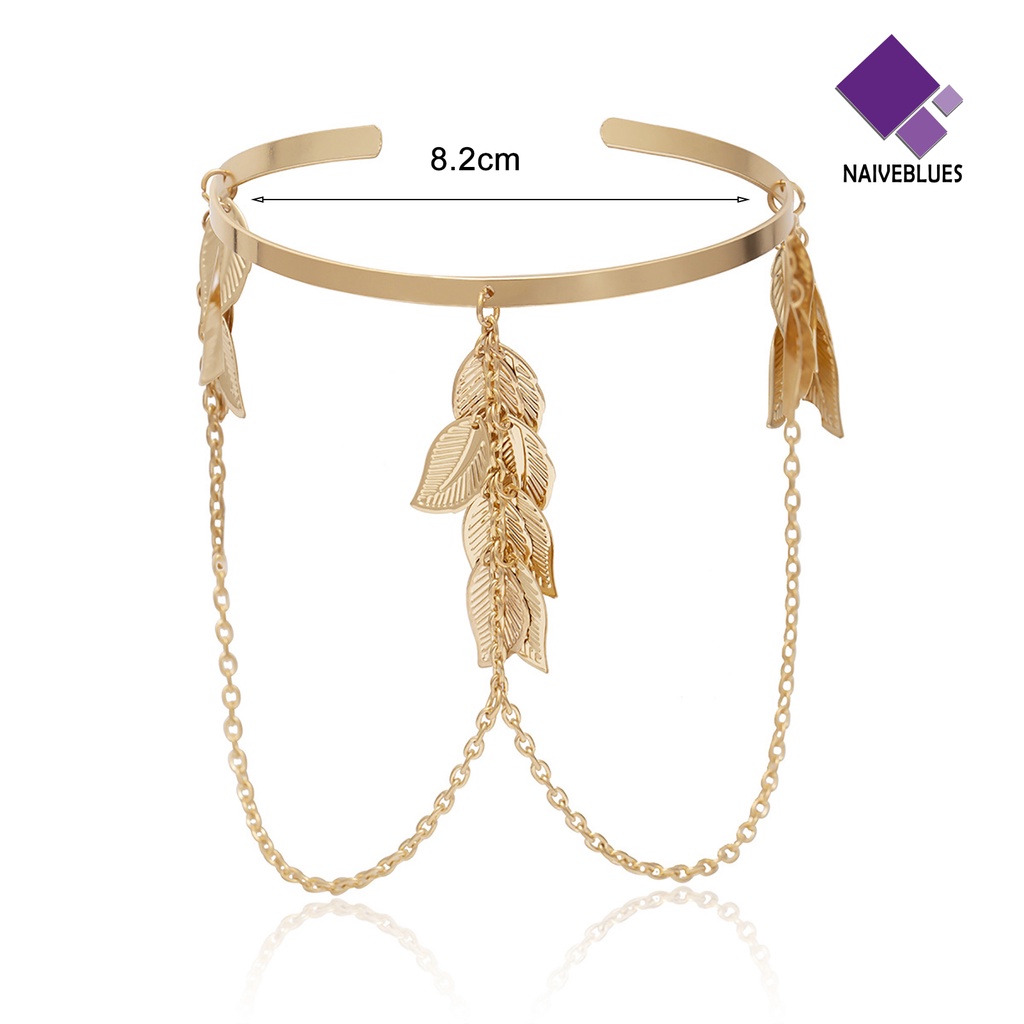 Naiveblue &gt; Gelang Bangle Open Adjustable Desain Daun Untuk Wanita