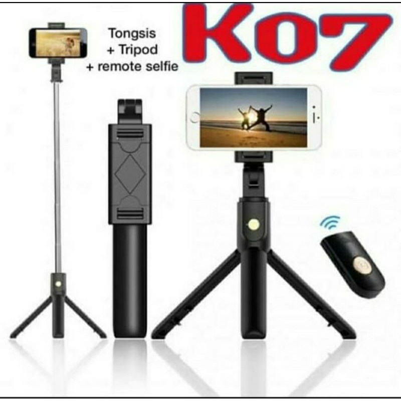 K07 SELFIE STICK TONGSIS WITH BLOOTOOH TRIPOD STANDING