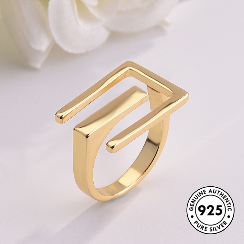 Cincin Geometris Bahan S925 Silver Plated