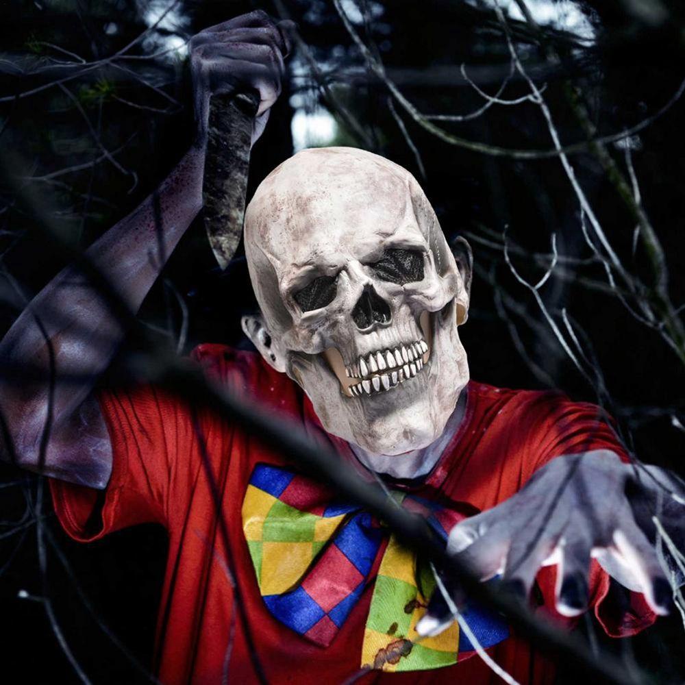 [Elegan] Topeng Tengkorak Dekorasi Liburan Penuh Kepala Bergerak Rahang Horror Props Pesta Cosplay Props Dekorasi Halloween