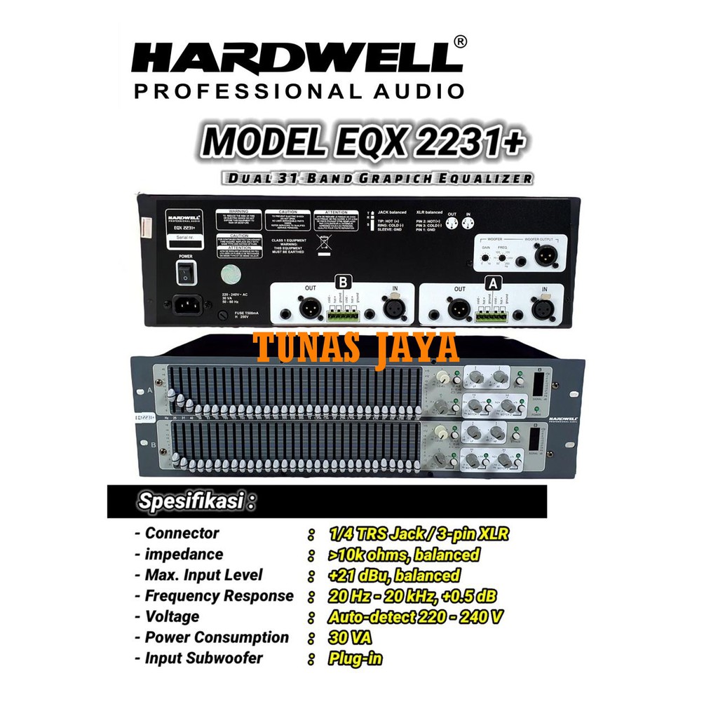 Equalizer Hardwell EQX2231+ Original Dual 31-Band  Equalizer Hardwell EQX 2231+ Graphic Equalizer