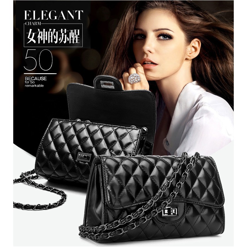  2019 Tas Selempang Bahu Korea Klasik Warna Hitam dengan 