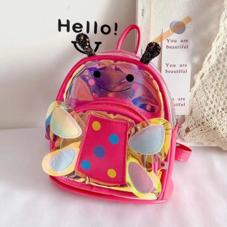 Tas Ransel polos Hologram Kupu Kupu Butterfly perempuan terbaru mini kado ultah Korea S9Q8 Fashion 3