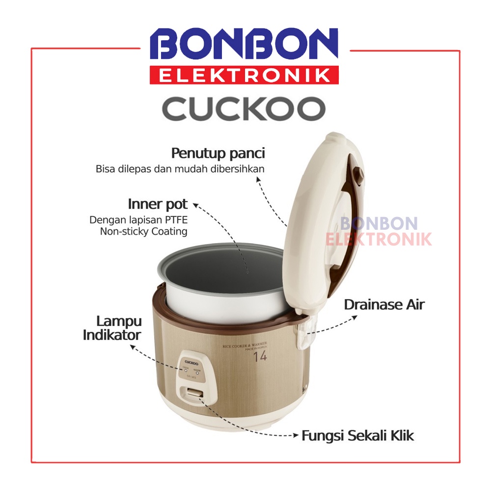 CUCKOO Commercial Mechanical Gold Rice Cooker CR-1413 2.5L No.1 In Korea