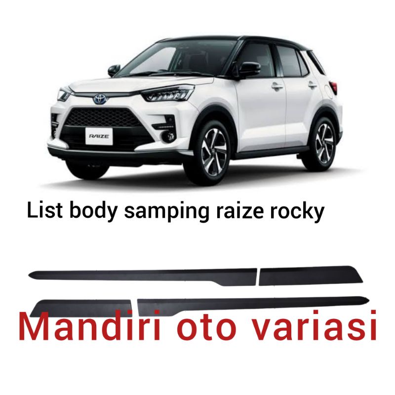 List body samping mobil Raize Rocky side body molding black doff variasi eksterior mobil