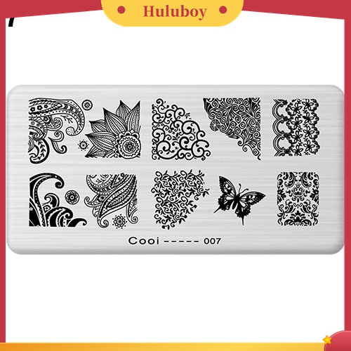 Huluboy Huluboy♡ Plat Stempel / Cap Kuku Motif Print Untuk DIY Manicure