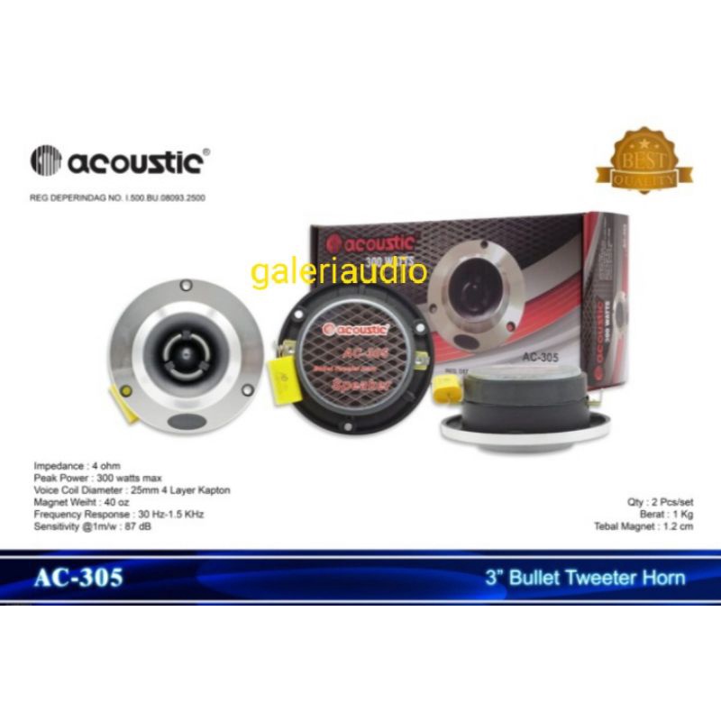 Tweeter Dome ACOUSTIC AC-305 Sepasang 3" Acoustic AC-305