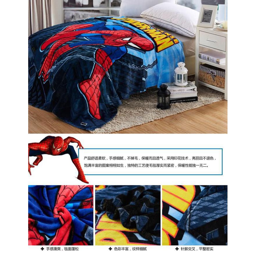 Selimut Bayi,Anak Impor Bulu Halus,Murah Motif Spiderman Keren 100X140