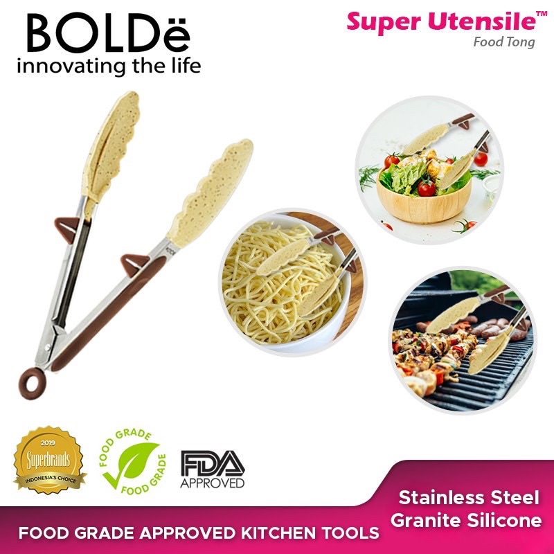 BOLDE SUPER UTENSILE FOOD TONG 9 Inchi/ 12 Inchi [ORIGINAL] - BEIGE