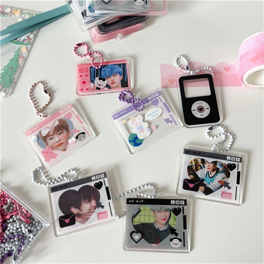 LANFY Backpack Decor Photocard Keychain Idol Card Star Chasing Pendant Photo Frame Keychain Transparent Photocard Holder Kawaii 1 Inch Backpack Pendant Kpop Photo Photocard Key Rings